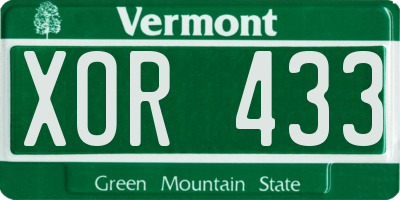 VT license plate XOR433