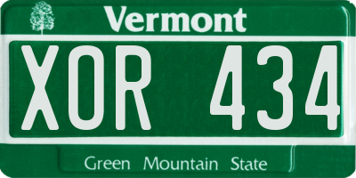 VT license plate XOR434
