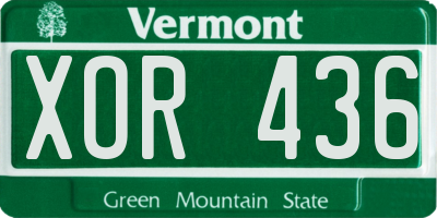 VT license plate XOR436