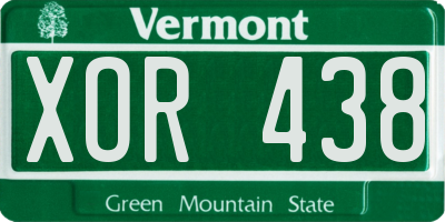 VT license plate XOR438