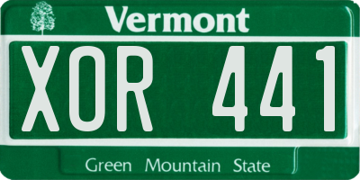 VT license plate XOR441