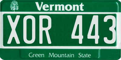 VT license plate XOR443