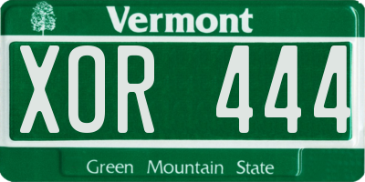 VT license plate XOR444
