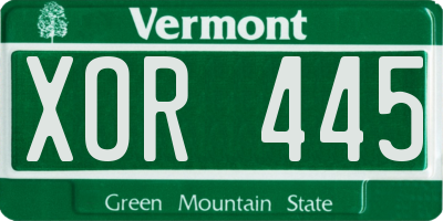 VT license plate XOR445
