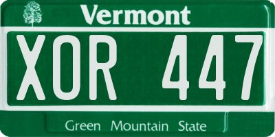 VT license plate XOR447