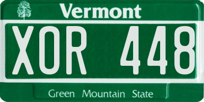 VT license plate XOR448