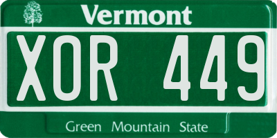 VT license plate XOR449