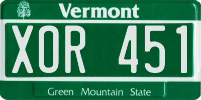 VT license plate XOR451