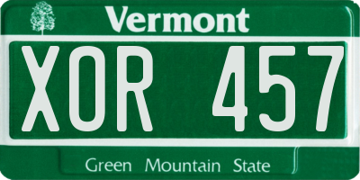 VT license plate XOR457