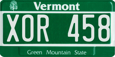 VT license plate XOR458