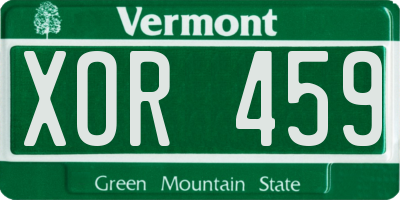 VT license plate XOR459