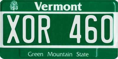 VT license plate XOR460