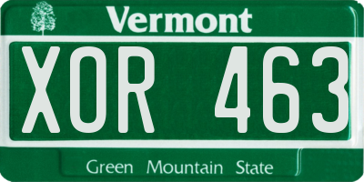 VT license plate XOR463