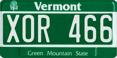 VT license plate XOR466