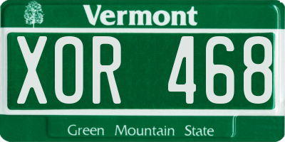 VT license plate XOR468
