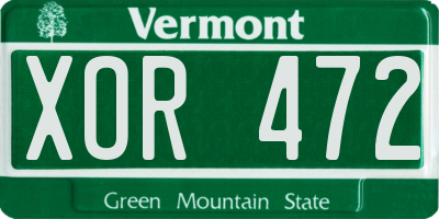 VT license plate XOR472