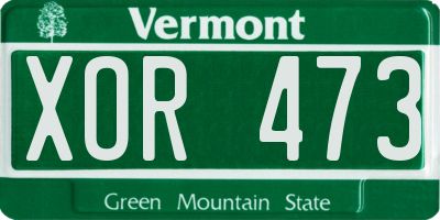 VT license plate XOR473