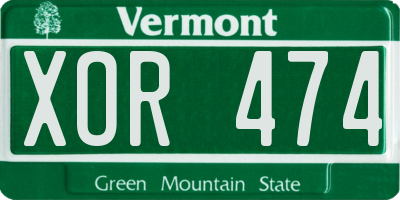 VT license plate XOR474