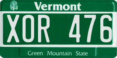 VT license plate XOR476
