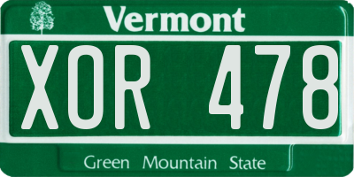 VT license plate XOR478