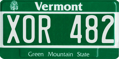 VT license plate XOR482