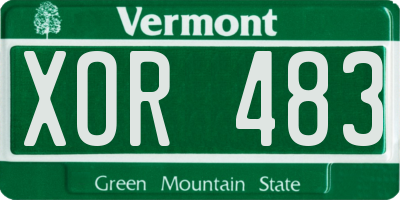 VT license plate XOR483