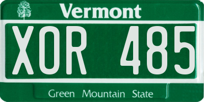 VT license plate XOR485