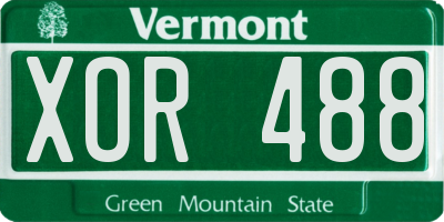 VT license plate XOR488
