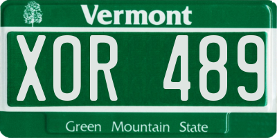 VT license plate XOR489