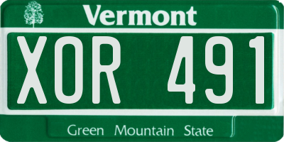 VT license plate XOR491