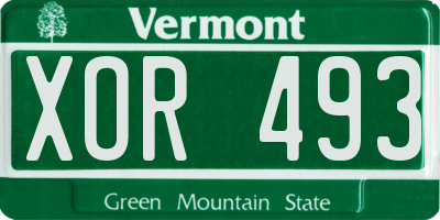 VT license plate XOR493