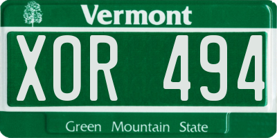 VT license plate XOR494