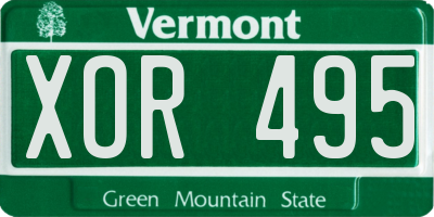 VT license plate XOR495