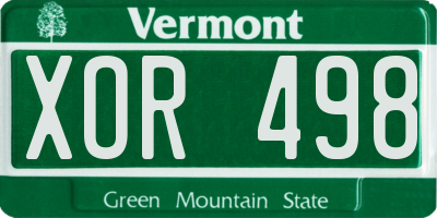 VT license plate XOR498