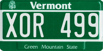 VT license plate XOR499