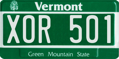 VT license plate XOR501