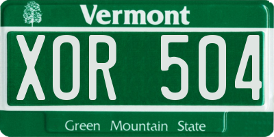 VT license plate XOR504