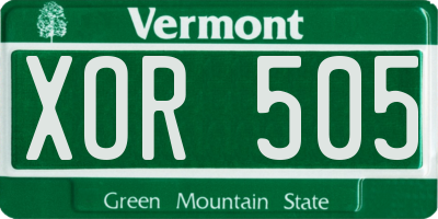 VT license plate XOR505