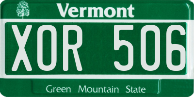 VT license plate XOR506