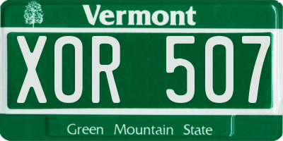 VT license plate XOR507