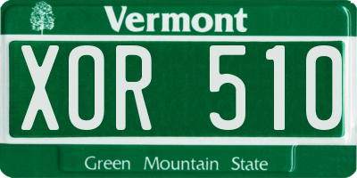 VT license plate XOR510