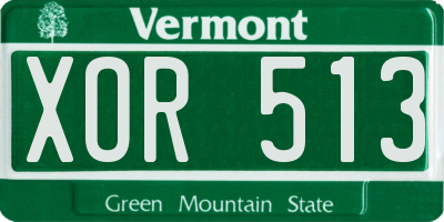 VT license plate XOR513