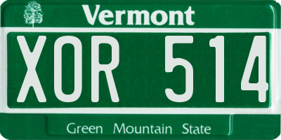 VT license plate XOR514