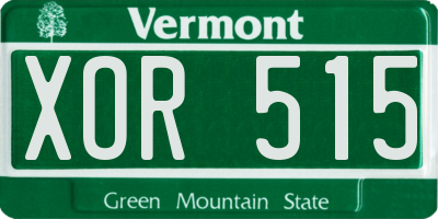 VT license plate XOR515