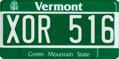 VT license plate XOR516