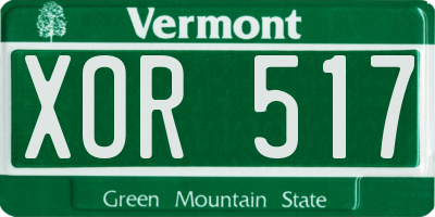 VT license plate XOR517