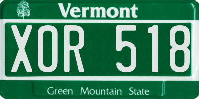 VT license plate XOR518