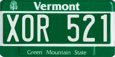 VT license plate XOR521