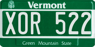 VT license plate XOR522