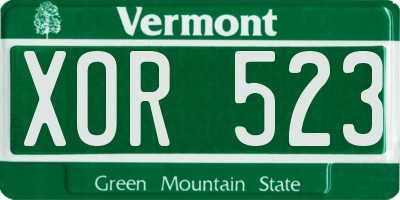VT license plate XOR523